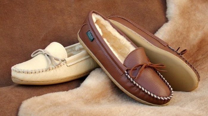 (image for) Women's Cushioned Flex Sole Sheepskin Moccasin Slippers